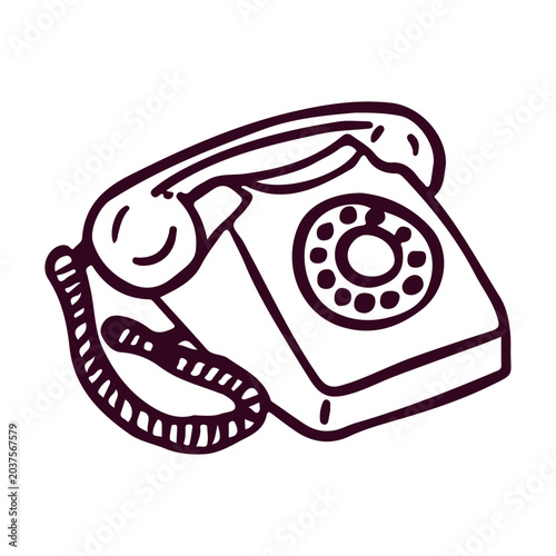 Photos Retro vintage rotary telephone doodle vector