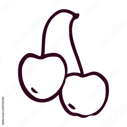 Hand drawn cute double cherry fruit doodle vector illustration