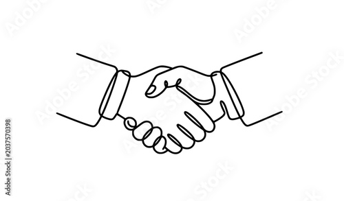 Trendy handshake continuous line vector bundle minimalist outline agreement illustration design