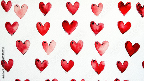 Hand Painted Red Heart Pattern Background for Romantic Valentine Decoration