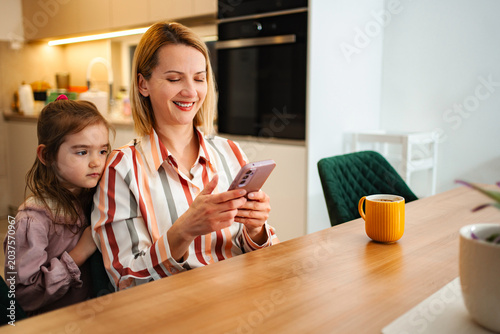 Photography Mother ignoring child while scrolling social media on phone