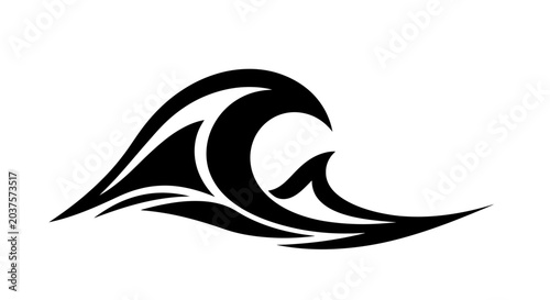 Tribal Wave Design Vector Illustration Black Graphic.