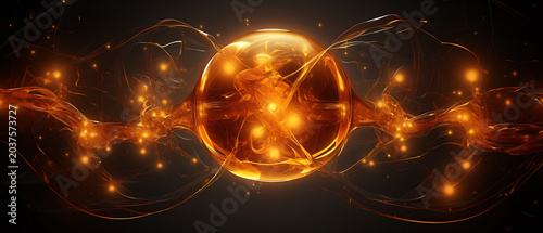 Orange glowing energy sphere with swirling particles and light effects