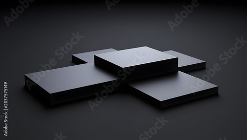 Minimalist Black 3D Platform Pedestal for Product Display