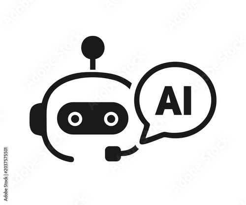 AI agent, AI chatbot. AI robot assistant. Innovation technology, machine, robot, bot, brain illustration on transparent background. 
