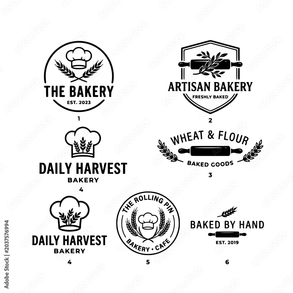 Fototapeta premium Bakery logo pack elements vector icon graphic