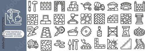 Fotografía Gravel and Aggregate Material outline icon set