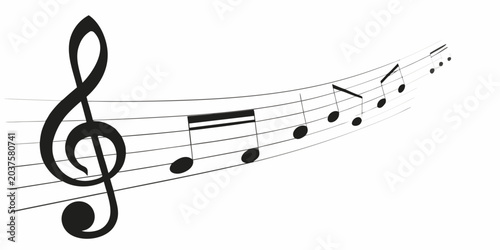 Bild auf Leinwand Musical Staff With Notes Black Vector Illustration On White Background