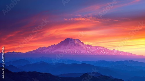 Stunning Scenic Mountain Views With Warm Sunset Sky Atmosphere