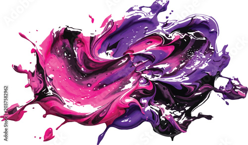Tableau sur toile Expressive abstract painted texture in purple and pink thick impasto oil paint w