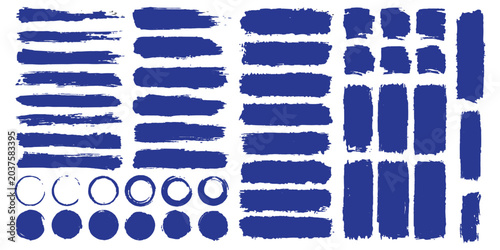 Cuadro en lienzo Set of different grunge brush strokes with banner for graphic background decoration