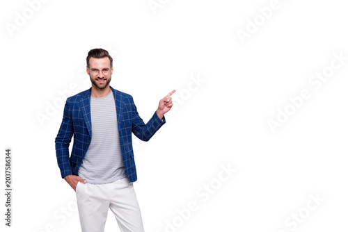 Tablou pe pânză Portrait of his he nice attractive imposing cheerful cheery bearded gentleman in