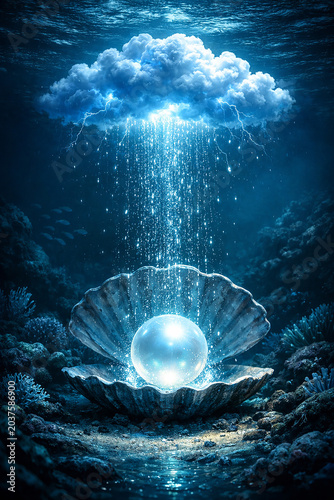 Fantasy Seashell with Glowing Pearl