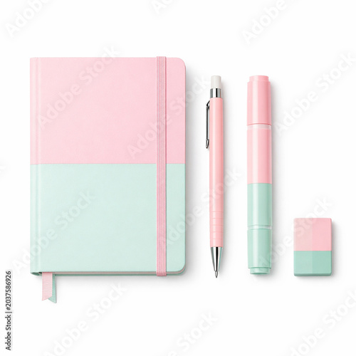 Pastel Stationery Set on White
