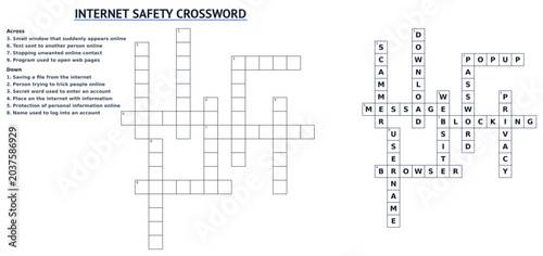 Internet Safety Vocabulary Crossword Worksheet for Kids Digital Citizenship Activity
