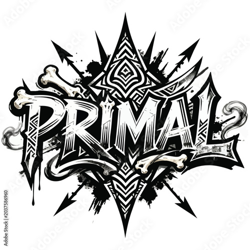 Photos Primal graphic symbol with bones and arrows 8K ultra quality full details prompt