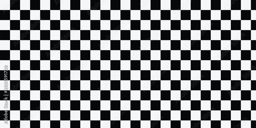 Fototapeta premium Flat vector seamless checkered pattern used for traditional and modern board games. Geometric check board design elements. Black and white checkered texture.