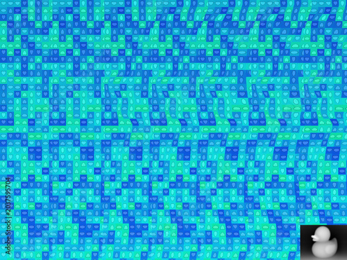 Fotografia Colorful abstract stereogram depicting rubber ducky illusion