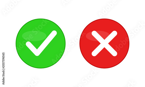 Check Mark and Cross Mark Icon Set Minimal Tick and X Symbol yes or no symbol