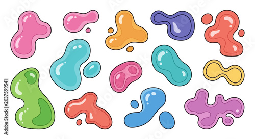 Abstract Organic Shapes, Colorful Blob Collection, Isolated Elements