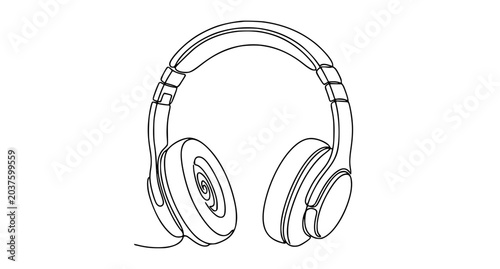 Premium Wireless Headphones Continuous Line Art Vector Design