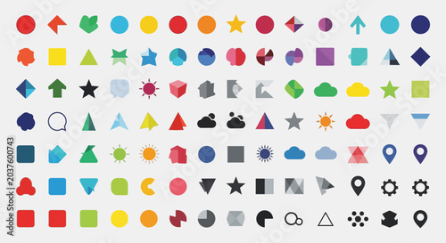 Colorful Geometric Icons And Symbols Assortment