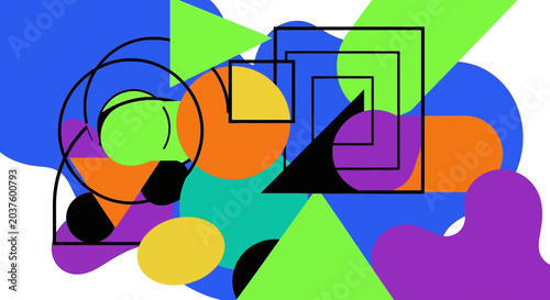 Geometric abstract art, vibrant colors, modern design, creative pattern