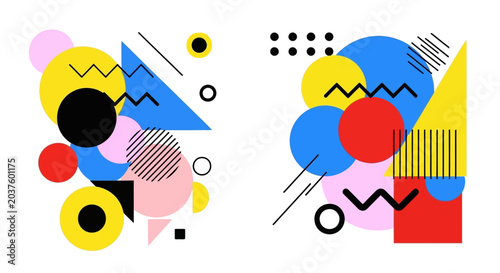 Retro Memphis Style Abstract Shapes Design