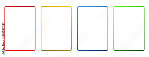 Set of Four Colorful Rectangular Frames with Rounded Corners Vector Template. Minimalist Thin Line Borders in Red, Yellow, Blue, and Green for Presentation, Infographic, and UI Layout Design.