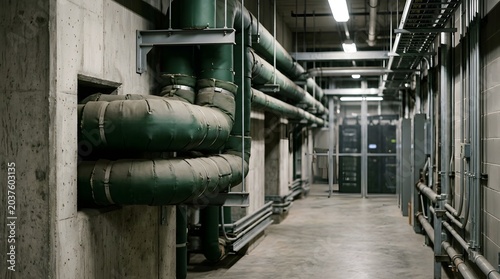 Industrial Pipes and Systems in a Server Room Environment