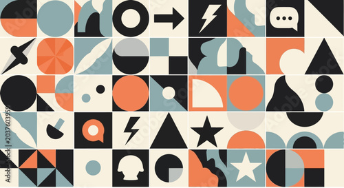Abstract Geometric Shapes Pattern - Mid-Century Modern Design