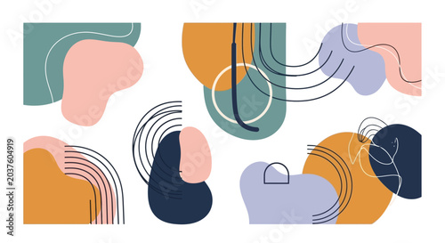 Abstract shapes background, modern design, pastel colors, graphic art