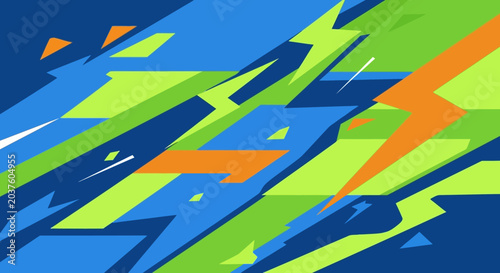 Dynamic Geometric Shapes Abstract Background - Blue, Green, Orange