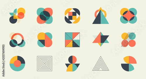 Geometric Abstract Shapes. Mid-Century Modern Icons and Graphics.