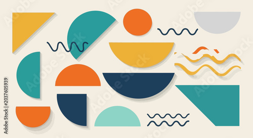 Mid-Century Modern Geometric Shapes Abstract Background