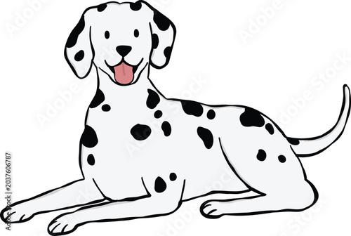 Adorable Dalmatian dog illustration in a lying-down pose. ideal for stickers or graphic elements