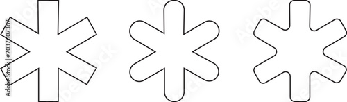 Tableau sur toile PrintTypographic asterisk icon set in circular outline featuring six pointed sta
