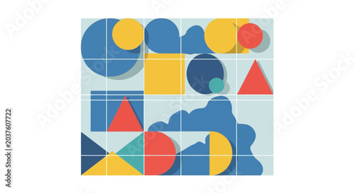 Geometric Shapes Abstract Art - Modern Colorful Design Background