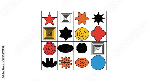Geometric Shapes and Patterns, Colorful Abstract Design Elements