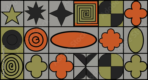 Geometric shapes mosaic, retro style, abstract pattern