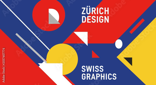 Zurich Design Swiss Graphics Abstract Geometric Art - Red Blue Yellow
