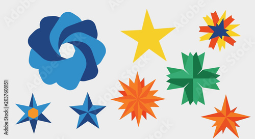 Abstract Star Shapes and Swirl Graphic Elements