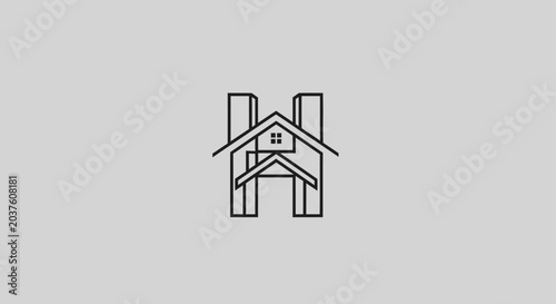 Photos Minimalist Letter H Logo with House Roof, Real Estate Icon, Architecture Symbol