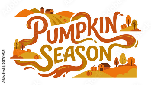 Tableau sur toile Autumn Harvest Celebration: A vibrant illustration captures the essence of pumpk