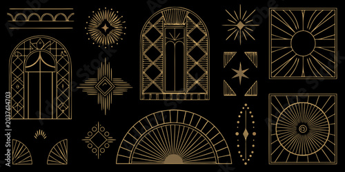 Billede på lærred Gold Geometric Frames Collection Art Deco Style Vector Illustration