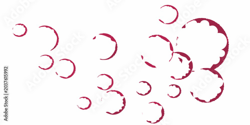 Foto Wine ring stains scattered circular marks on a white background
