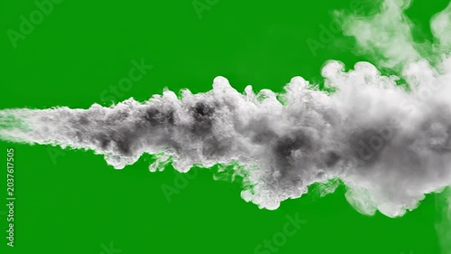 Horizontal Smoke Stream Fast Rightward Flow Green Screen