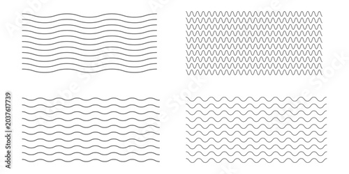 Waves line set. Wave ornament pattern. Set of wavy zigzag lines. Wave thin line background. Vector zigzag and wavy horizontal underline. Vector