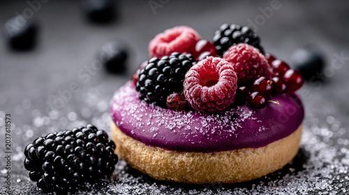 Delicate Donut Topped with Fresh Berries