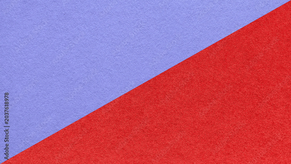 Fototapeta premium Lavender blue paper texture two color background with red diagonal split and copy space for template, banner, presentation
